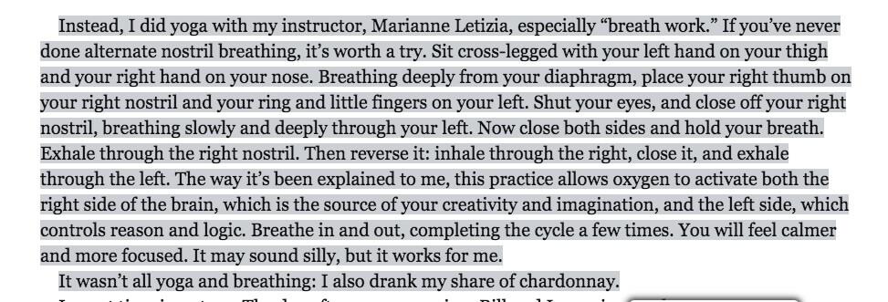 Hilary Clinton about benefits of a breathing technique