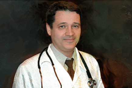 Smiling doctor in white coat with stethoscope