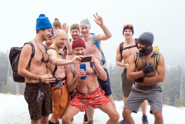 Wim Hof (Iceman) with his students