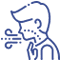 Person coughing with visible droplets