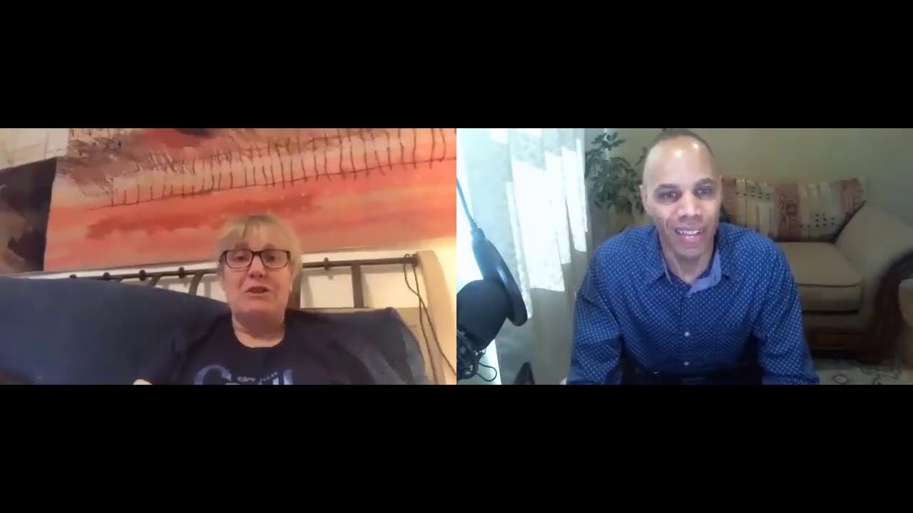 Two people on split-screen video call