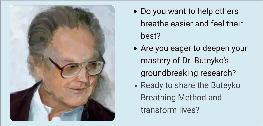 Portrait of older man beside breathing instructions